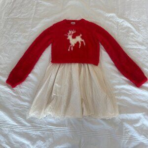 Hatley Girls Holiday Deer Dress w/Sweater Top - Size 10